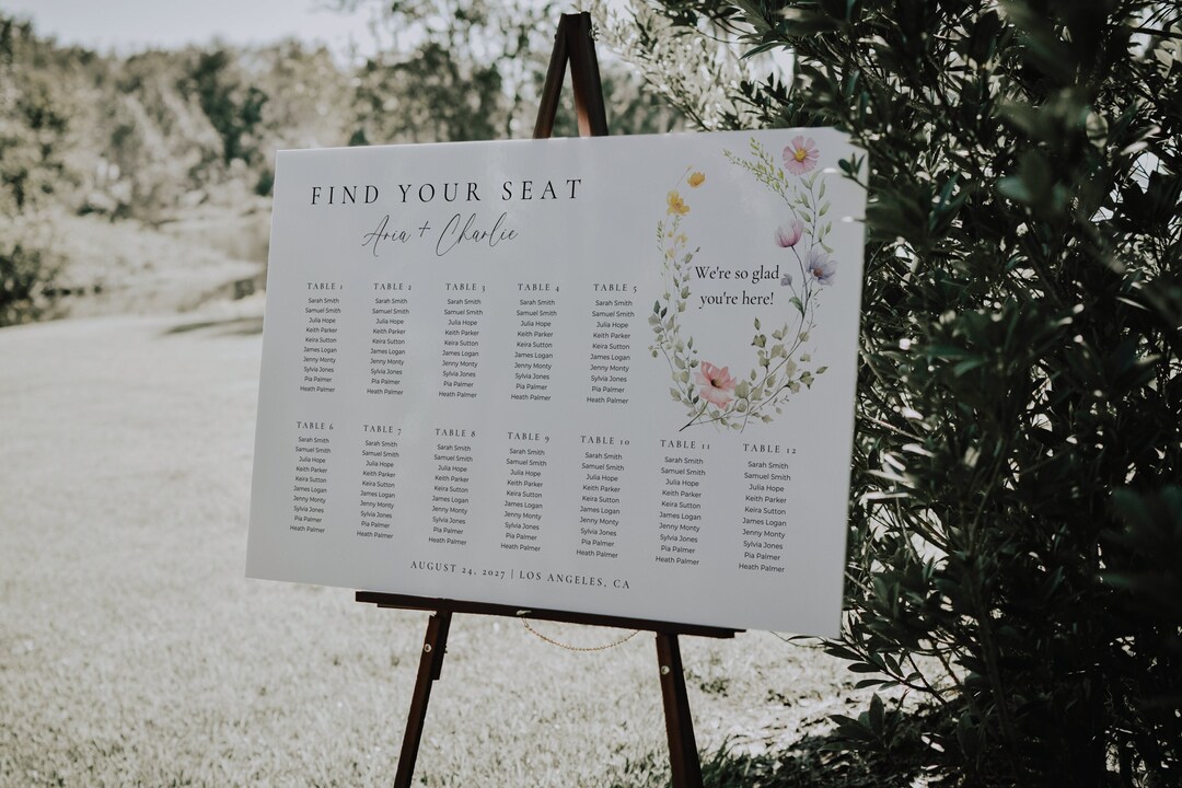 Wedding Seating Chart Template Wildflower, Wedding We're so Glad You're