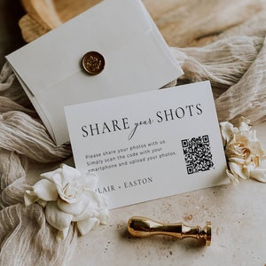 Leg de Love Wedding QR-codekaart vast, deel uw foto's QR-codesjabloon, deel de Love Wedding-invoeging, QR-code naar een fotoalbum AT10