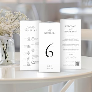 Wedding Trifold Table Number Template, Triangle Table Stand Editable ...
