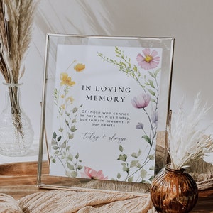 In Loving Memory Sign Template, Memorial Sign Celebration of Life, Floral Wedding Sign, Wildflower Table Decor, Instant Download AT13