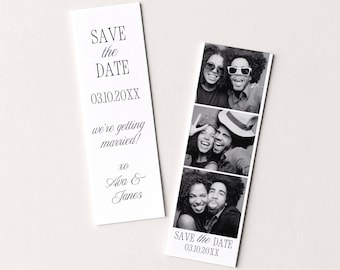 Photo Strip Save The Date Template, Photobooth Save The Date Card, Elegant Wedding Announcement Invite