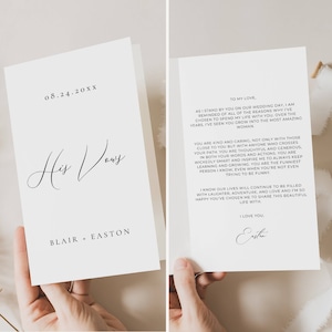 Libro de votos matrimoniales, plantilla de votos matrimoniales personalizada, tarjeta de votos matrimoniales imprimible, plantilla de votos personalizada para él, recuerdo de votos del novio AT10