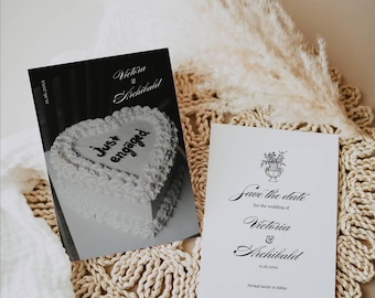 Classy Save The Date Card Template, Elegant Photo Wedding Announcement Invitation, Digital DownloadAT26