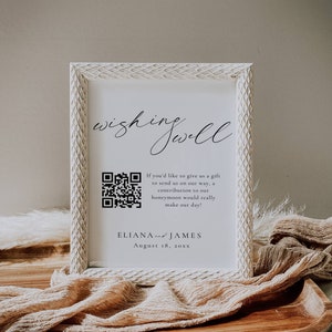 Wishing Well Sign Qr Code, Wedding Honeymoon Fund Sign Template, Printable Cash Gift Table Sign, Card and Gifts Venmo Signage AT14