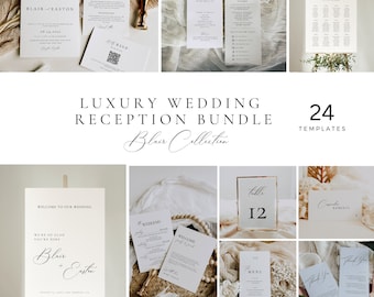 wedding stationery and signage bundle, Minimal Wedding Reception Package, Wedding Signs and Table Number Bundle, Monogram Invite Suite AT10