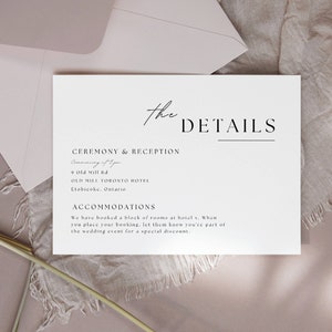 Modern Wedding Details Card Template | Editable Invitation Insert Card | Printable Details Card | Minimalist Enclosure Card | Info Card|AT02