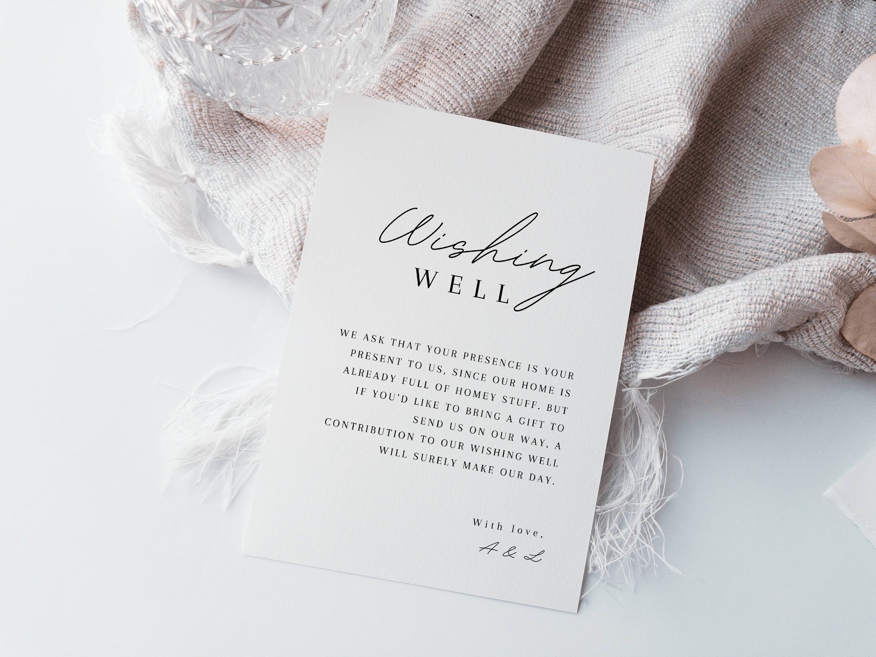Wedding Wishing Well Card Template, Modern Money Gift Poem Ideas ...