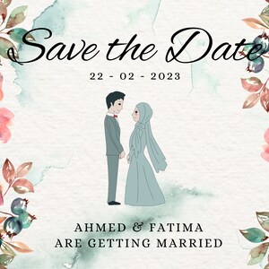 Save The Date Template |  Floral Save the Date Digital Download |  Smartphone |  Greenery Save the Date Digital Template | Editable template