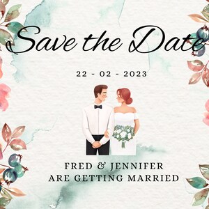 Save The Date Template |  Floral Save the Date Digital Download |  Smartphone |  Greenery Save the Date Digital Template | Editable template