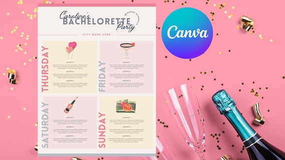 Editable Bachelorette Itinerary Template Any City Digital Etsy Editable Bachelorette Itinerary Template Any City Digital Etsy