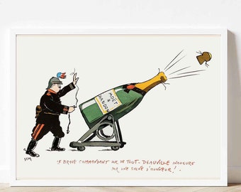 Retro Vintage Champagne Wine Bottle Drink Kitchen Art Food and Drink Beverage Food and Beverage Vintage Print - Framed/Unframed