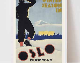 Oslo Norway Vintage Poster - Framed Print - Canvas Art Print