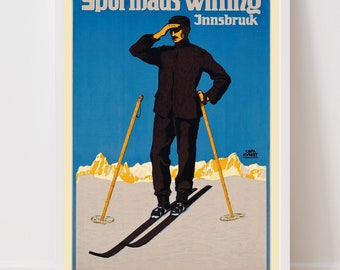Innsbruck Austria Vintage Ski Poster - Framed Print - Canvas Art Print