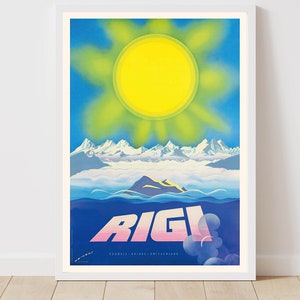 Póster vintage de esquí de Rigi, Suiza, Berna, deporte de invierno, esquí, impresión enmarcada, impresión artística en lienzo