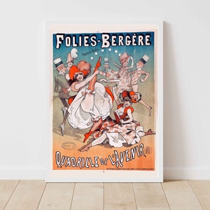 Folies Bergère Cabaret Theatre Paris France Ballet Dancer Theatre Art Vintage Advertising Poster Print - Framed/Unframed