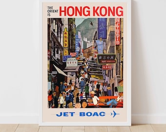 Hong Kong China Asia Travel Vintage Travel Poster Print - Framed/Unframed