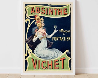 Vintage Beverage Kitchen Art Wine Champagne Food and Drink World Travel Poster - Framed/Unframed