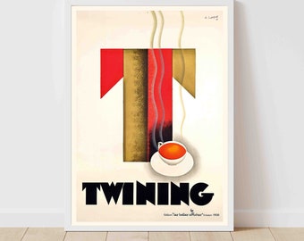 Vintage British Tea Poster, Retro Tea Advertising Art, English Kitchen Decor, Tea Lover Gift