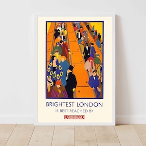 London Underground Landmarks England UK Vintage Travel Poster Print - Framed/Unframed