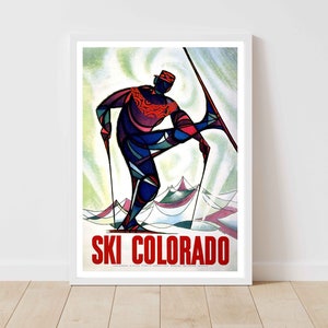 VS Colorado Aspen Rocky Mountains wintersport vintage skiposter - ingelijste print - canvaskunst