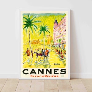 Cannes Cotes d&#39;Azur South of France Vintage Travel Poster Print  - Framed/Unframed