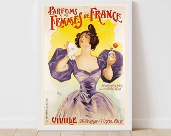 Parfums Perfume Advert Des Femmes de Francepor Jean de Paleologue Retro Vintage Publicidade Poster Print - Emoldurado/Sem Moldura