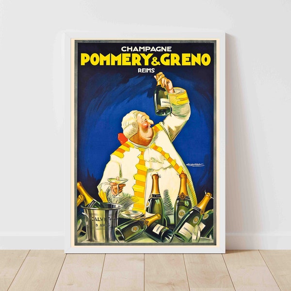 Poster de voyage vintage Champagne Reims Pommery & Greno Mauzan Wine Beverage - encadré/sans cadre