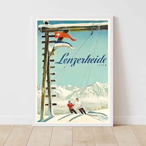 Lenzerheide Switzerland Ski Vintage Travel Poster Print  - Framed/Unframed