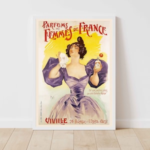 Parfums Perfume Advert Des Femmes de Franceby Jean de Paleologue Retro Vintage Publicidad Poster Print - Enmarcado/Sin marco