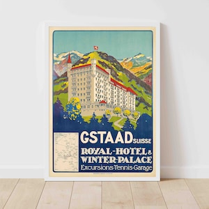 Gstaad Berner Oberland Schweizer Alpen Schweiz Vintage Reiseposter - gerahmt/ungerahmt