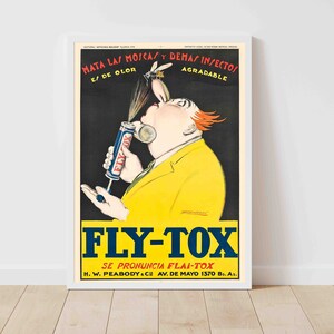 Fly-Tox Mosquito Repelente Vintage Mauzan Publicidad Cartel Impresión - Enmarcado/Sin enmarcar