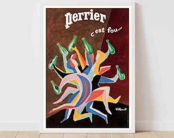 Perrier Retro Vintage Food and Drink Poster - Framed/Unframed