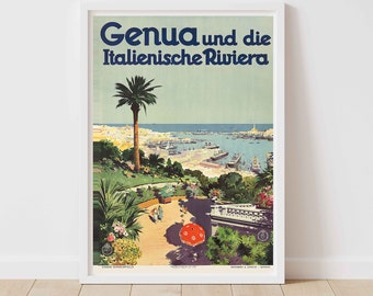 Affiche Vintage Gênes 1938 - Poster De Voyage Italie - Pop Art 20x30" (Neuf)