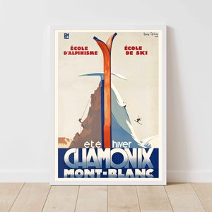 Chamonix Mont Blanc France Vintage Travel Poster Print  - Framed/Unframed