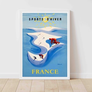 Winter Sports Alps Mountains in France Vintage Ski Poster - Framed/Unframed