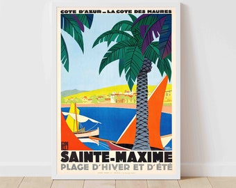 Sainte-Maxime Cote D'Azur France Vintage Travel Poster - Framed/Unframed