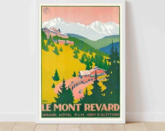 Mont Revand Skiing Alps France Vintage Travel Poster - Framed/Unframed