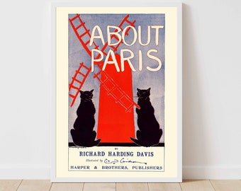 Moulin Rouge Paris Black Cats Richard Harding Davis France Ballet Dancer Theatre Art Vintage Advertising Poster Print - Framed/Unframed
