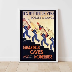 Vintage Getränkeküche Kunst Wein Champagner Essen und Trinken Weltreiseplakat - gerahmt / ungerahmt