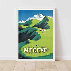 Megeve Alpen Mont Blanc Chamonix Berge Frankreich Vintage Reiseposter Druck - gerahmt/ungerahmt