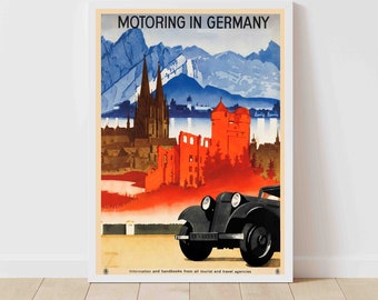 Motoring in Germany Vintage Travel Poster - Framed/Unframed