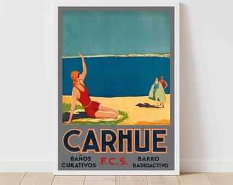 Carhué Buenos Aires Argentine Vintage Travel Poster - Framed/Unframed