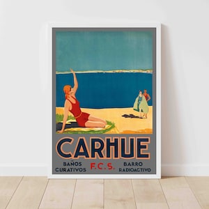 Carhué Buenos Aires Argentyński plakat podróżniczy Vintage - Oprawiony/Bez ramki
