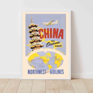 China Asia Wolrd Travel Vintage Travel Poster Print - Framed/Unframed