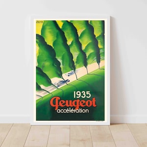 Peugeot Automobile 1935 Vintage Car Poster Advertisement France Vintage Advertising Poster Print - Framed / Unframed
