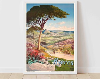 Hyères French Riviera France Vintage Travel Poster - Framed/Unframed