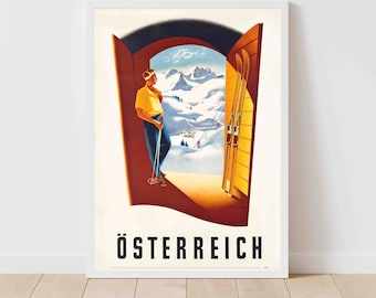 Austria Österreich Winter Sport Vintage Ski Poster - Framed/Unframed