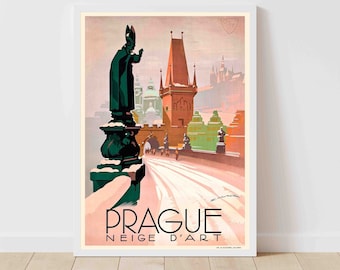 Praga Vintage Travel Poster - Enmarcado / Sin marco