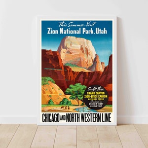 Zion National Park Utah United States Vintage Travel Poster - Framed/Unframed