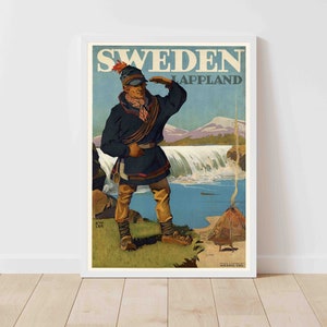Lapland Sweden Vintage Travel Poster - Framed/Unframed